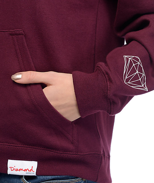 Diamond Supply Co Radiant Box Logo Burgundy And White Pullover Hoodie Zumiez 