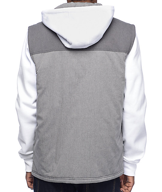 Dravus Future Charcoal & White Vest Hoodie Zumiez