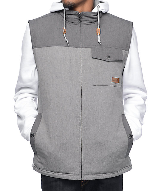 Dravus Future Charcoal & White Vest Hoodie at Zumiez PDP