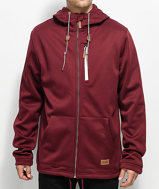 Dravus Grays Burgundy Zip Up Tech Fleece Hoodie | Zumiez