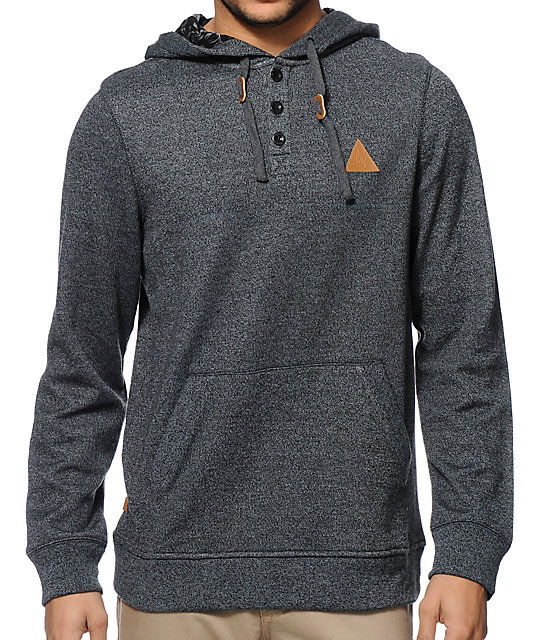 Dravus Kingsford Black Pullover Henley Hoodie Zumiez