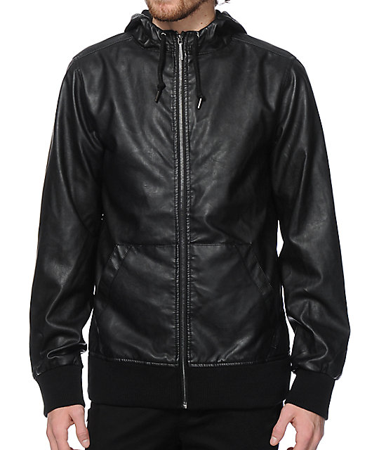Dravus Resistance Faux Leather Hooded Jacket At Zumiez Pdp Dravus Resistance Faux Leather Hooded Jacket