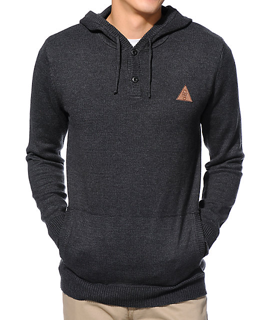 Dravus Tall Tale Black Henley Hooded Sweater Zumiez