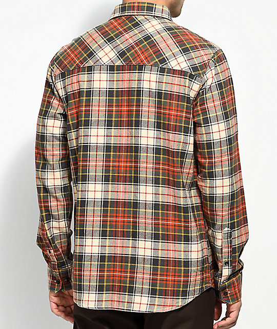 red and gold flannel shirt