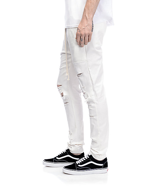 white twill pants