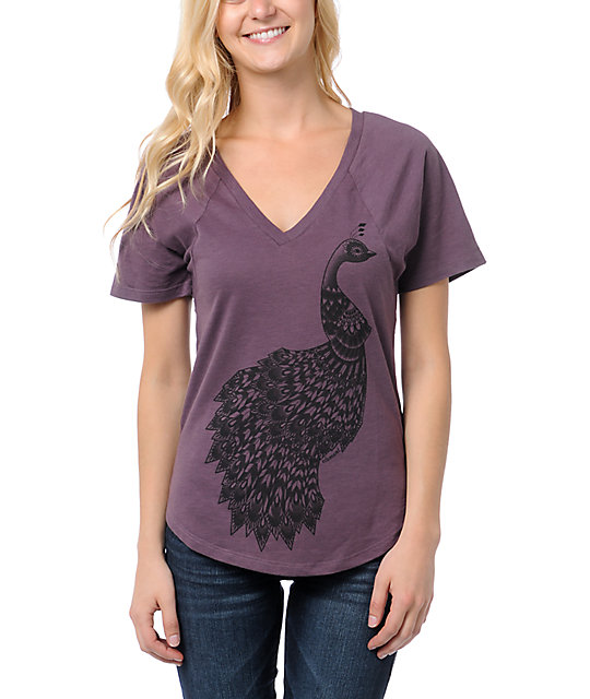 purple v neck t shirt mens