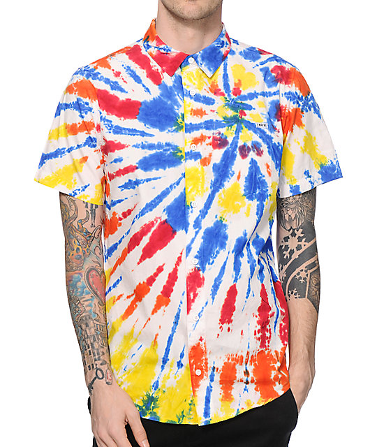 mens tie dye button up shirt