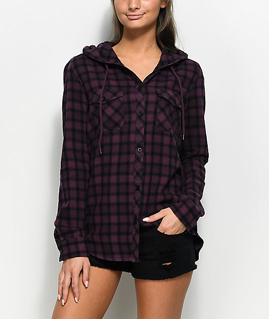 Empyre Aimie Blackberry & Black Hooded Flannel Zumiez