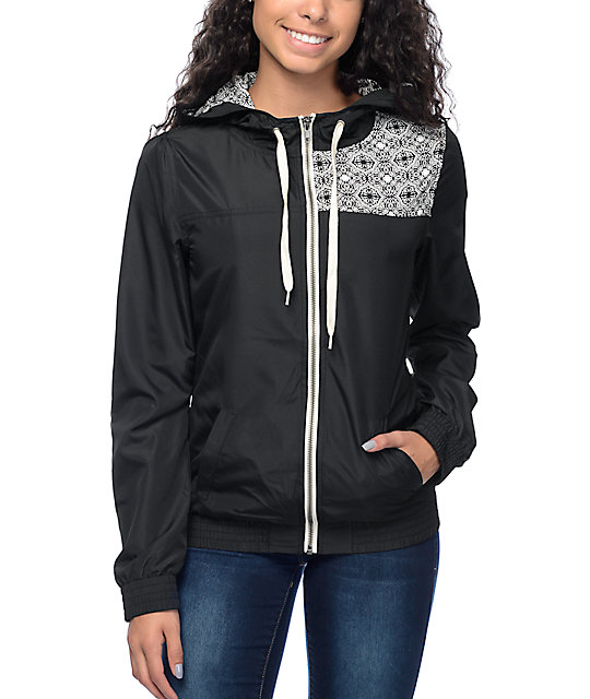 Empyre Akayla Black & White Print Lined Windbreaker Zumiez
