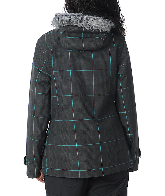 Empyre Glendale Grey Plaid 10K Fur Hood Snowboard Jacket Zumiez