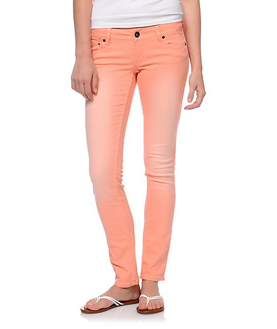 coral skinny jeans