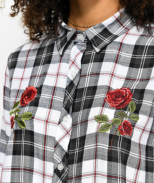 black rose button up shirt
