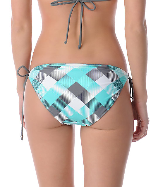 Empyre Henne Turquoise Buffalo Plaid Tie Side Bikini Bottom Zumiez