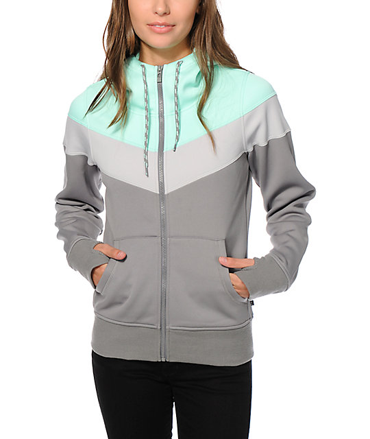 Empyre Insignia Mint & Grey Colorblock Tech Fleece Jacket Zumiez