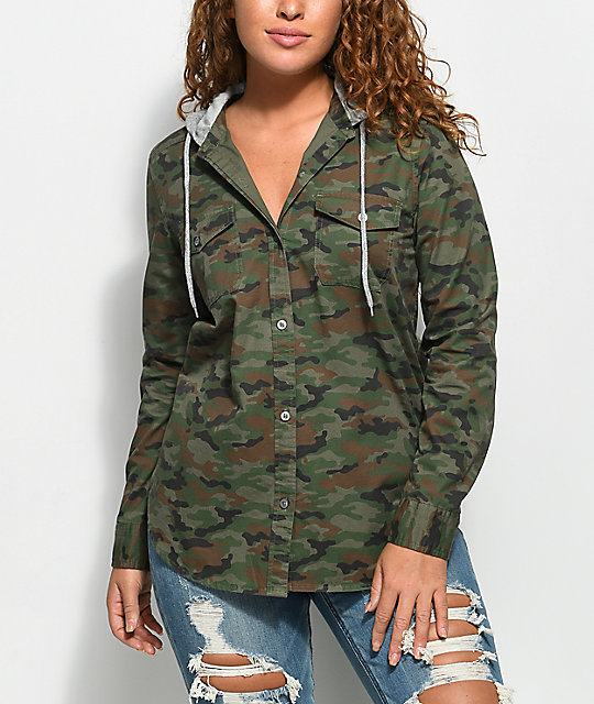 Empyre Jai Camo Hooded Flannel Shirt Zumiez