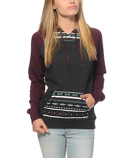 Empyre Larissa Charcoal & Blackberry Tribal Hoodie
