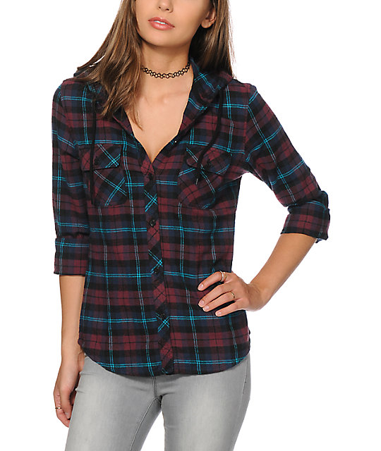 blue hooded flannel