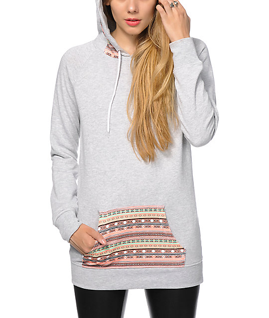 Empyre Long Beach Pastel Tribal & Grey Hoodie