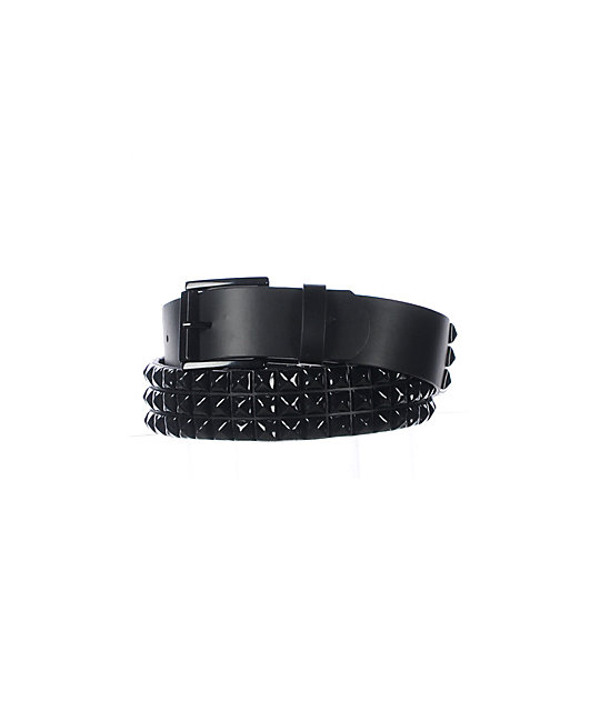 Empyre Main 3 Row Black Pyramid Studded Belt Zumiez