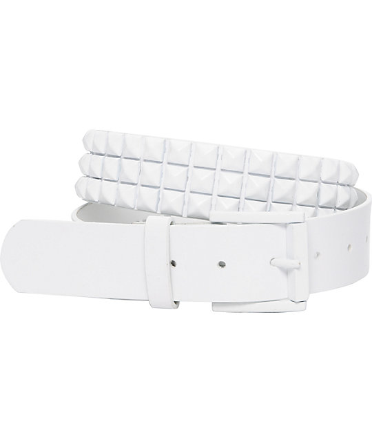 Empyre Main 3 Row White Pyramid Studded Belt Zumiez