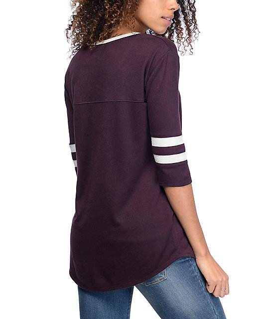 Empyre Marna Top Blackberry & White Knit Shirt | Zumiez