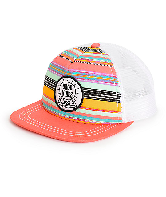 Empyre Maya Good Vibes Stripe Trucker Hat at Zumiez PDP