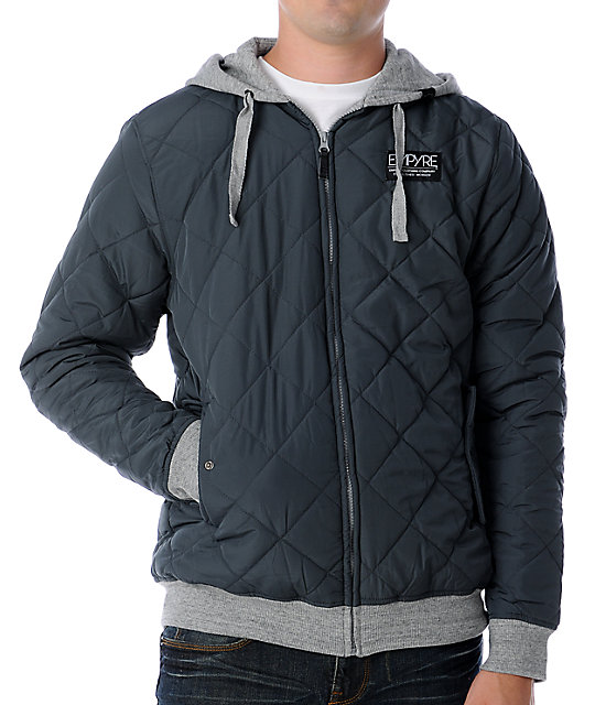 grey quilted hoodie