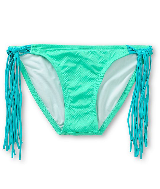 Empyre Monarch Mint Chevron Textured Fringe Bikini Bottom Zumiez