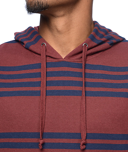 Empyre Switchback Burgundy & Navy Striped Hoodie | Zumiez