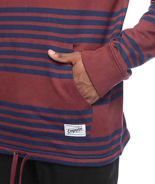 Empyre Switchback Burgundy & Navy Striped Hoodie | Zumiez