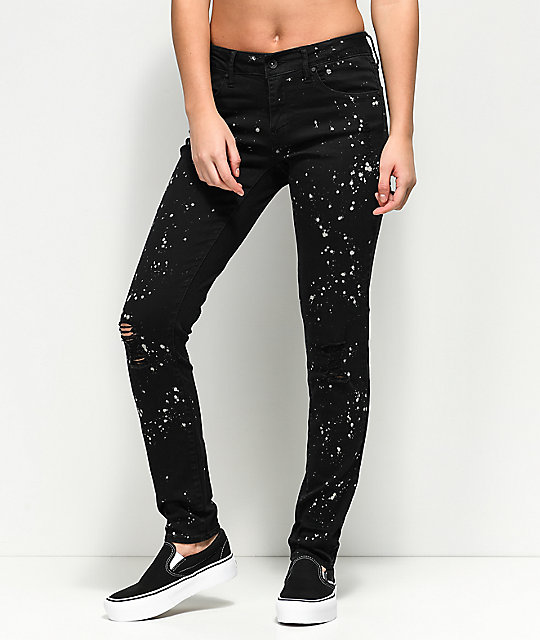 Empyre Tessa Distressed Black Bleach Splatter Skinny Jeans Zumiez.ca