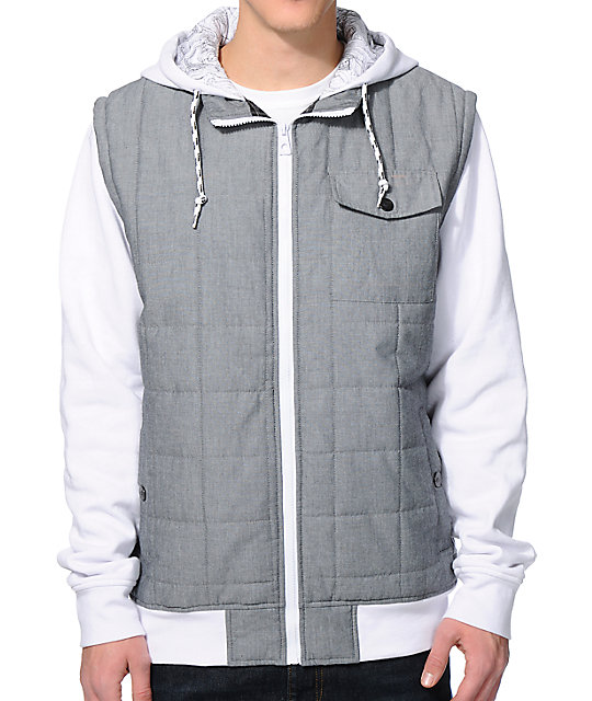 Empyre The Craft Charcoal & White Chambray Hooded Vest Jacket Zumiez