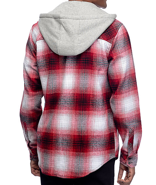 Empyre West Coast Red Shadow Hooded Flannel Shirt Zumiez
