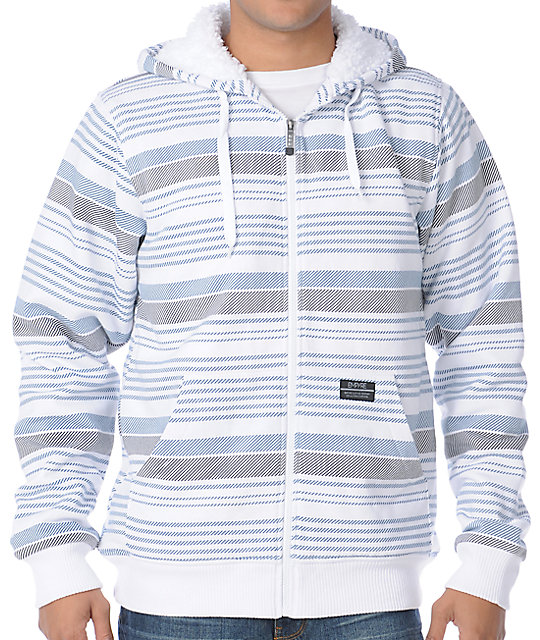 stussy stripe sherpa hoodie