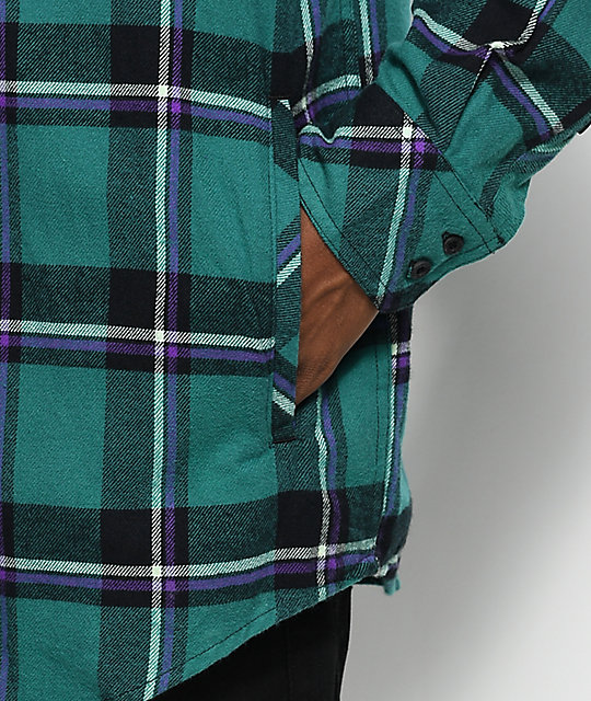 Empyre William Teal & Black Hooded Flannel Zumiez