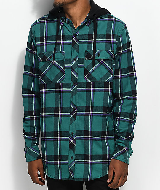 Empyre William Teal & Black Hooded Flannel Zumiez