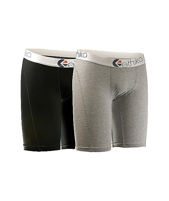 Ethika The Staple 2Pack Grey & Black Boxer Briefs Zumiez