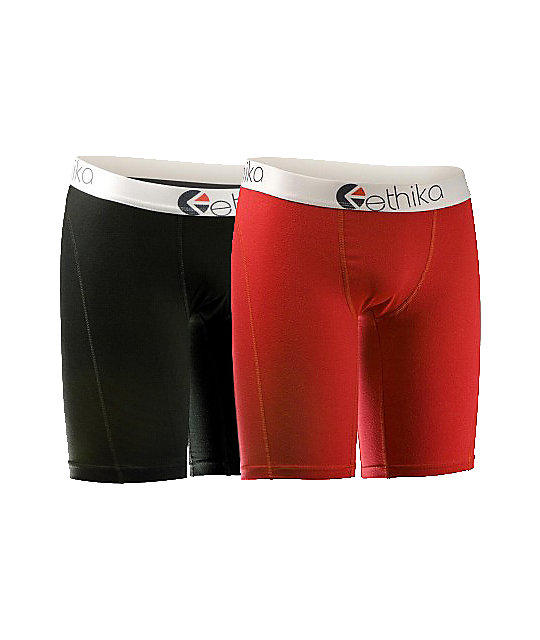 Ethika The Staple 2Pack Red & Black Boxer Briefs