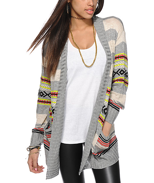 Trillium Stripe Tribal Cardigan Sweater at Zumiez PDP
