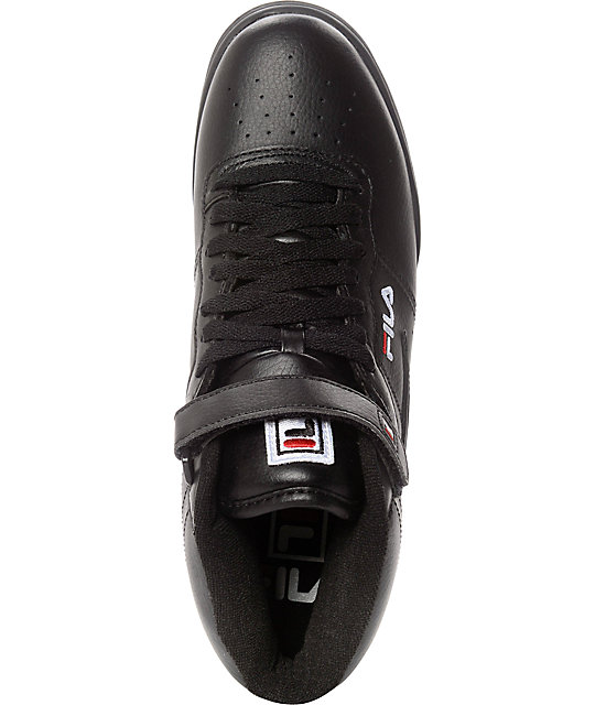 black red and white fila shoes