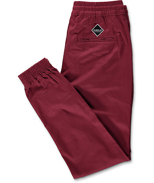 burgundy jogger pants