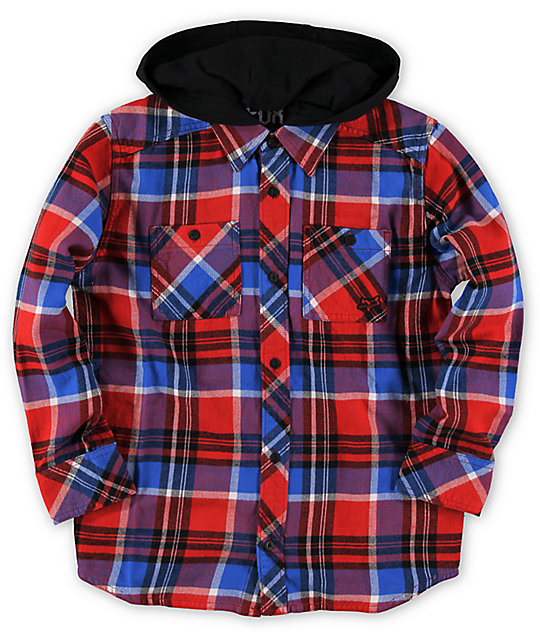 boys hooded flannel shirt