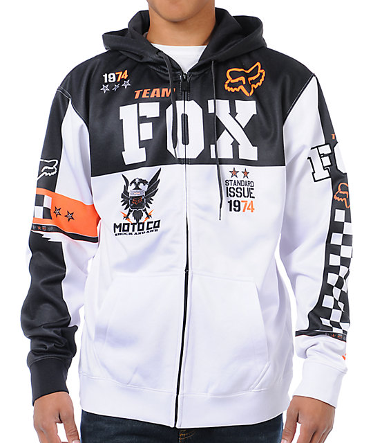 Fox Covert White Zip Up Hoodie Zumiez