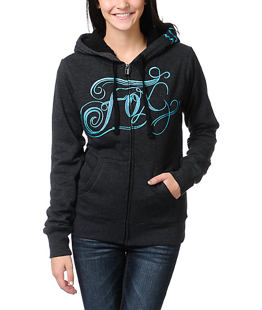 Fox Drift Charcoal Sherpa Fleece Hoodie Zumiez