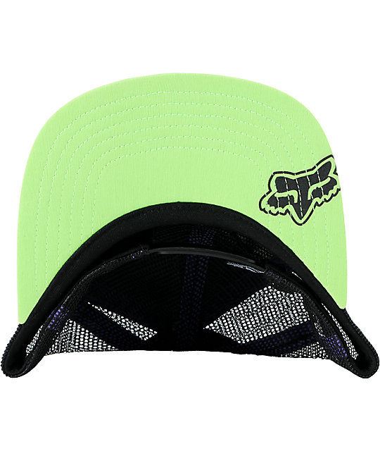 black and purple trucker hat