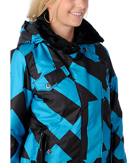 Fox Metric Geo Turquoise & Black Snowboard Jacket Zumiez