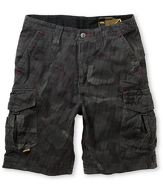 mens black camo cargo shorts