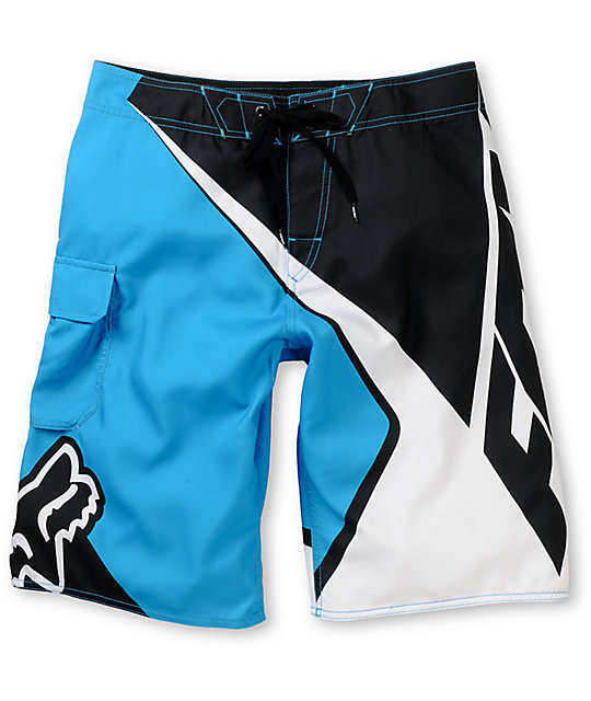 Fox Spike Sym Blue, White & Black Board Shorts Zumiez
