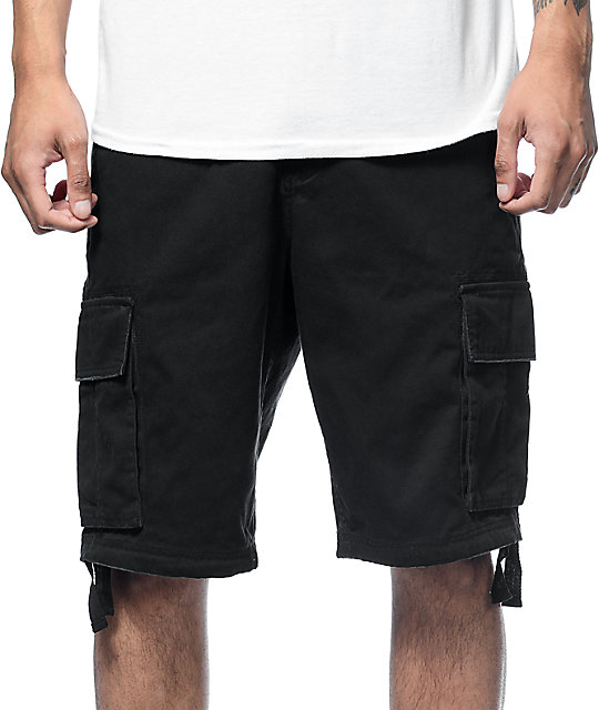 black cargo shorts