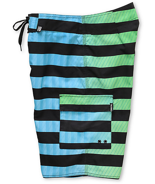 Free World Can Opener Black & Blue Stripe 21.25 Board Shorts Zumiez